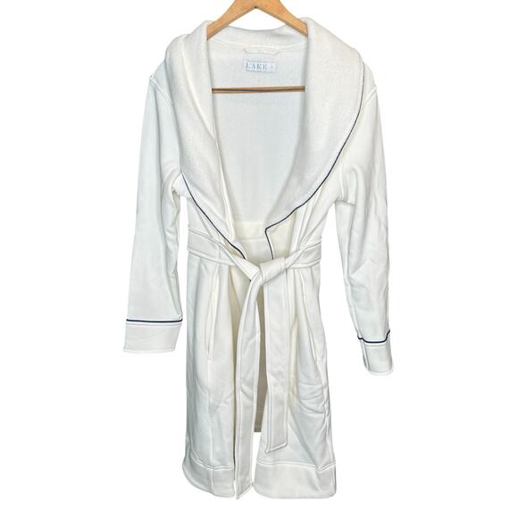 LAKE White Plush Lounge Robe Cotton Blend M - Picture 1 of 4